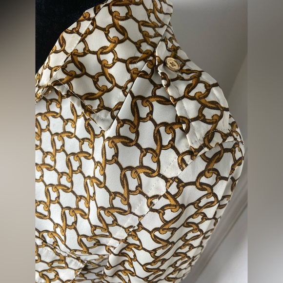 MICHAEL Michael Kors Brown and Gold Long Sleeve Button Down Shirt - Picture 6 of 11